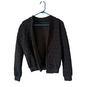 Black Bomber Zip Up Jacket - Size XS